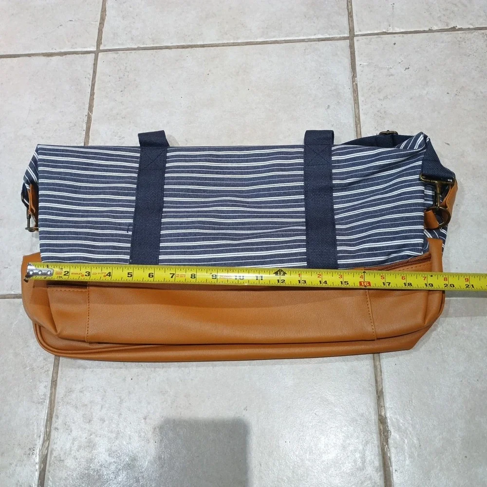 Large DSW Striped Weekender GWP Tote Duffle Bag 19x11x9